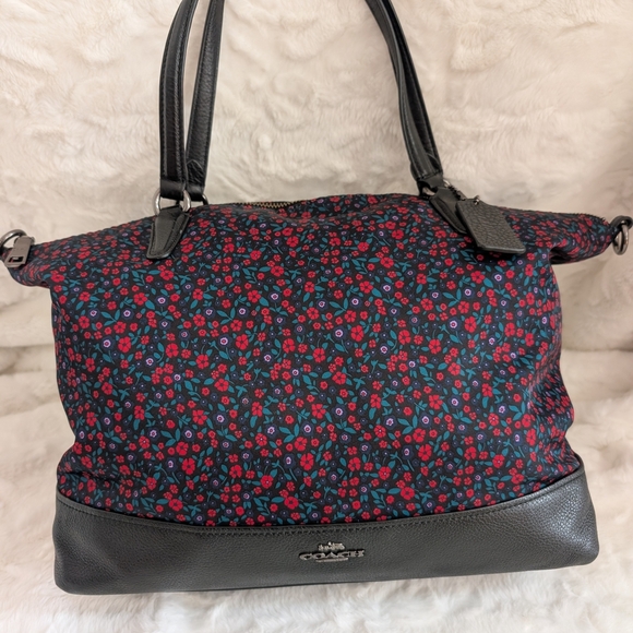 Coach Nylon & Leather Floral Satchel Crossbody Shoulder Bag EUC - Picture 14 of 14